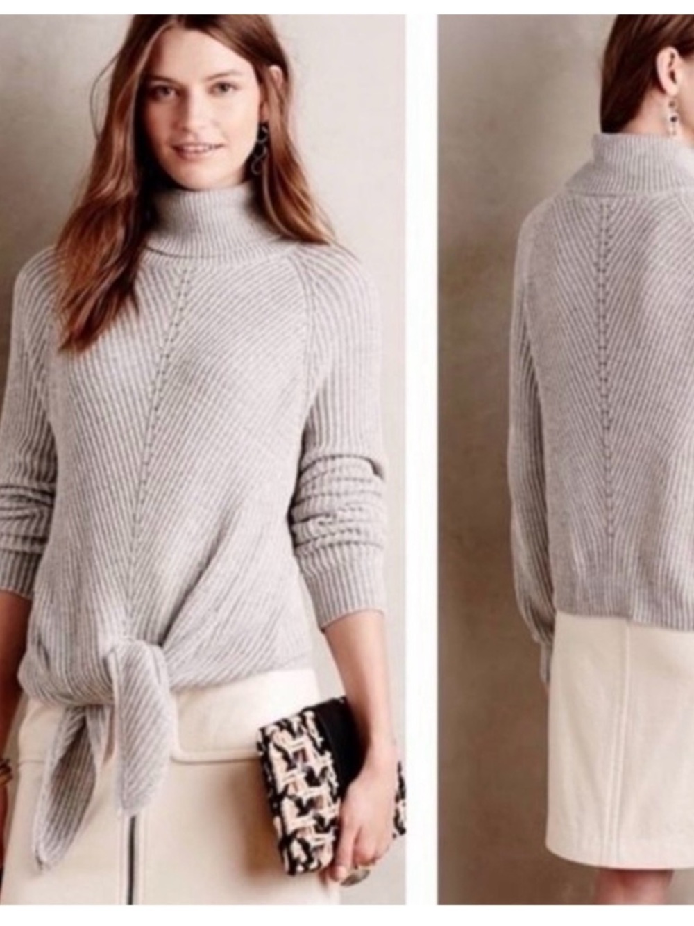 Anthropologie Moth Cowl Neck Tie Sweater